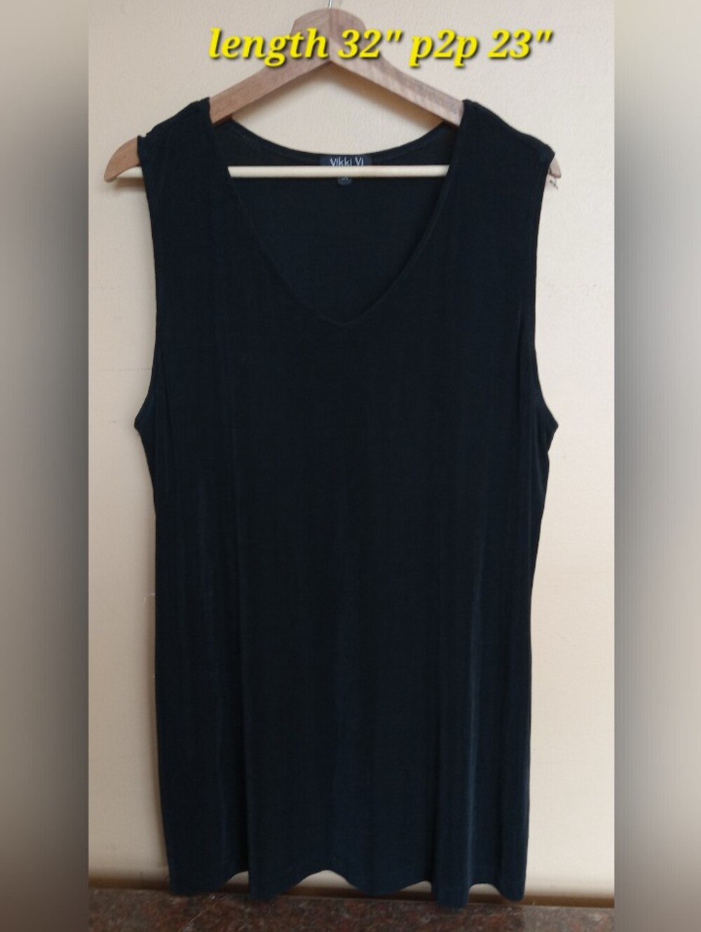 Vikki Vi Black Sleeveless V-Neck Women's Top